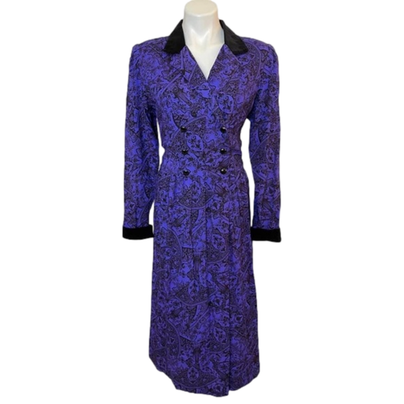 Lanz Dresses & Skirts - Vintage 80s Lanz Originals Purple Black Victorian Midi Shirtdress